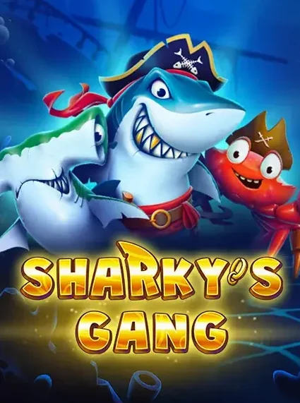 Decorative casino game artwork for SpinFin: Sharkys Gang